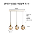 Modern brass and glass pendant lights for kitchen dining room