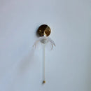 Modern brass and gray glass led wall sconce bedroom light with pull chain