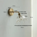 Modern brass and gray glass led wall sconce bedroom light with pull chain