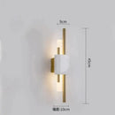 Modern brass and green marble led wall lamp for living room