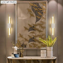 Modern brass and green marble led wall lamp for living room