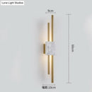 Modern brass and green marble led wall lamp for living room