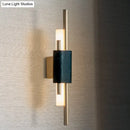Modern brass and green marble led wall lamp for living room