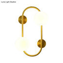 Modern brass and milk glass led wall mount lamp bedroom sconce