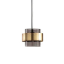 Modern brass and smoked glass pendant light dining room
