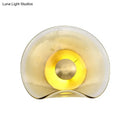 Modern brass and tan glass wall light fixture bedroom sconce