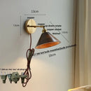 Modern brass and walnut led wall sconce bedroom mirror light
