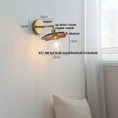 Modern brass and walnut led wall sconce bedroom mirror light