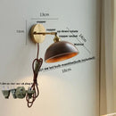Modern brass and walnut led wall sconce bedroom mirror light