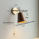 Modern brass and walnut led wall sconce bedroom mirror light