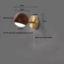 Modern brass and walnut led wall sconce bedroom spotlight