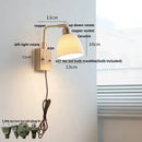 Modern brass and wood ceramic led wall sconce bedroom vanity light
