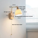 Modern brass and wood ceramic led wall sconce bedroom vanity light