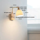 Modern brass and wood ceramic led wall sconce bedroom vanity light