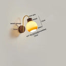 Modern brass and wood led wall sconce pull chain bedroom light