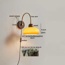 Modern brass and wood led wall sconce pull chain bedroom light