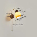 Modern brass and wood led wall sconce pull chain bedroom light