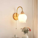 Modern brass and wood tulip led wall lamps living room decor