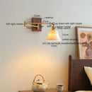 Modern brass and wood wall light bedroom glass reading lamp