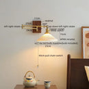 Modern brass and wood wall light bedroom glass reading lamp