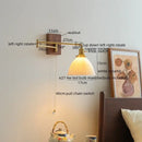 Modern brass and wood wall light bedroom glass reading lamp