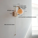 Modern brass and wood wall light fixture bedroom ribbed glass sconce