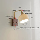 Modern brass and wood wall light fixture bedroom ribbed glass sconce