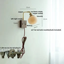 Modern brass and wood wall light fixture bedroom ribbed glass sconce
