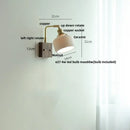 Modern brass and wood wall light fixture bedroom ribbed glass sconce