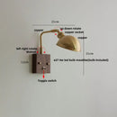 Modern brass and wood wall light fixture bedroom ribbed glass sconce