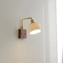 Modern brass and wood wall light fixture bedroom ribbed glass sconce