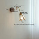 Modern brass and wood wall sconce amber led bathroom light