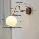 Modern brass and wood wall sconce amber led bathroom light
