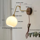 Modern brass and wood wall sconce amber led bathroom light