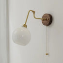 Modern brass and wood wall sconce amber led bathroom light
