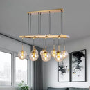 Modern brass ball clear glass island chandelier dining room light