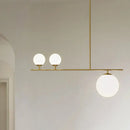 DecorBites™ Minimalistic Brass Ball Pendant Light: Opal Glass Island Lighting for Dining Room (3-Light)