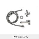 Modern brass bidet spray kit for bathroom with coiled hose