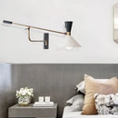 Modern brass & black adjustable metal bedroom sconce light