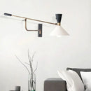 Modern brass & black adjustable metal bedroom sconce light