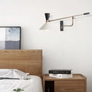 Modern brass & black adjustable metal bedroom sconce light