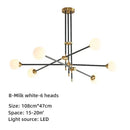 Modern brass & black geometric glass ball chandelier dining room light