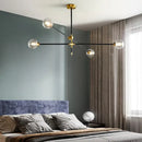 Modern brass & black geometric glass ball chandelier dining room light