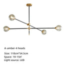 Modern brass & black geometric glass ball chandelier dining room light