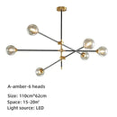 Modern brass & black geometric glass ball chandelier dining room light