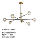 Modern brass & black geometric glass ball chandelier dining room light
