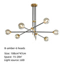 Modern brass & black geometric glass ball chandelier dining room light