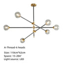 Modern brass & black geometric glass ball chandelier dining room light