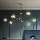 Modern brass & black geometric glass ball chandelier dining room light