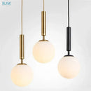 Modern brass & black glass ball led pendant light dining room